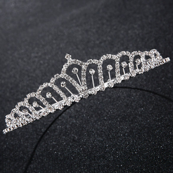 Women’s Alloy Rhinestone Crown Headband Handmade Princess Style Wedding Party Headwear
