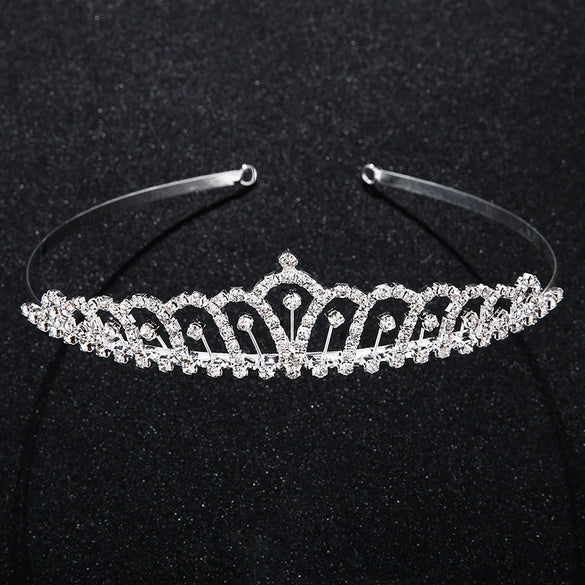 Women’s Alloy Rhinestone Crown Headband Handmade Princess Style Wedding Party Headwear