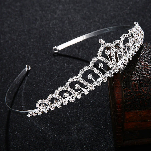 Women’s Alloy Rhinestone Crown Headband Handmade Princess Style Wedding Party Headwear