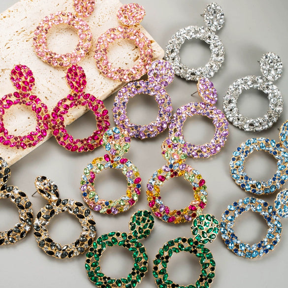 Women's Alloy Rhinestone Geometric Fashion Diamond Earrings