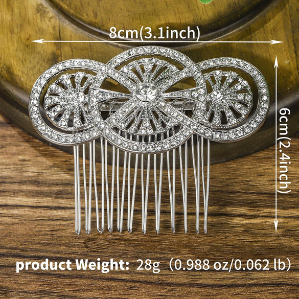 Women's Alloy Rhinestone Hair Comb Bridal Headdress With Rhombus Design Retro Elegant Style