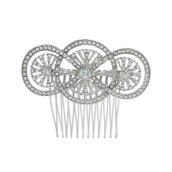 Women's Alloy Rhinestone Hair Comb Bridal Headdress With Rhombus Design Retro Elegant Style