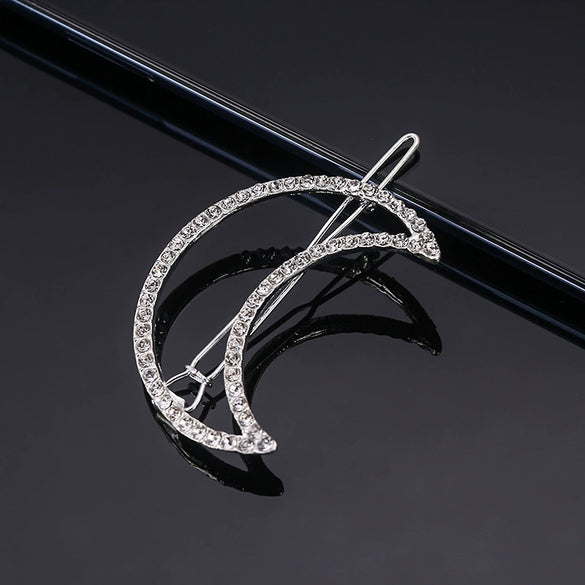 Women's Alloy Rhinestone Hair Side Clip With Fivepointed Star Heart And Moon Design Sparkling Bangs Hairpin Accessory