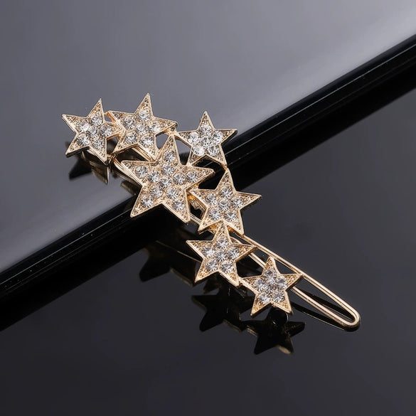 Women's Alloy Rhinestone Hair Side Clip With Fivepointed Star Heart And Moon Design Sparkling Bangs Hairpin Accessory