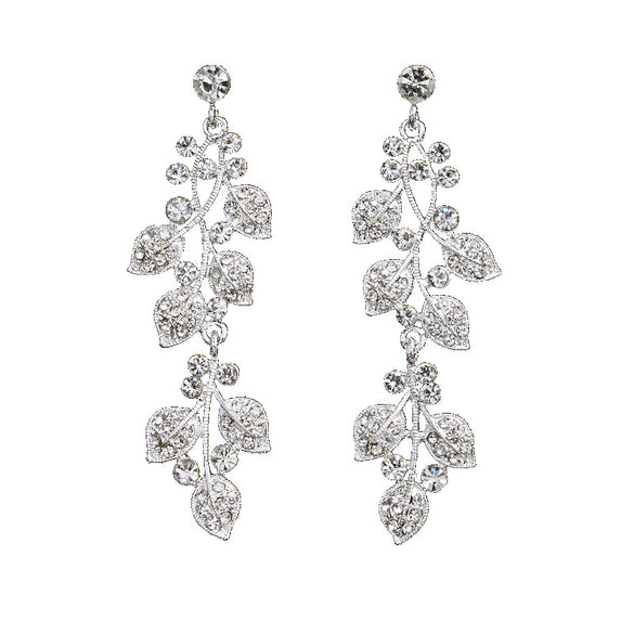 Women’s Alloy Rhinestone Leaf Heart Earrings Electroplated Elegant Party Banquet Jewelry