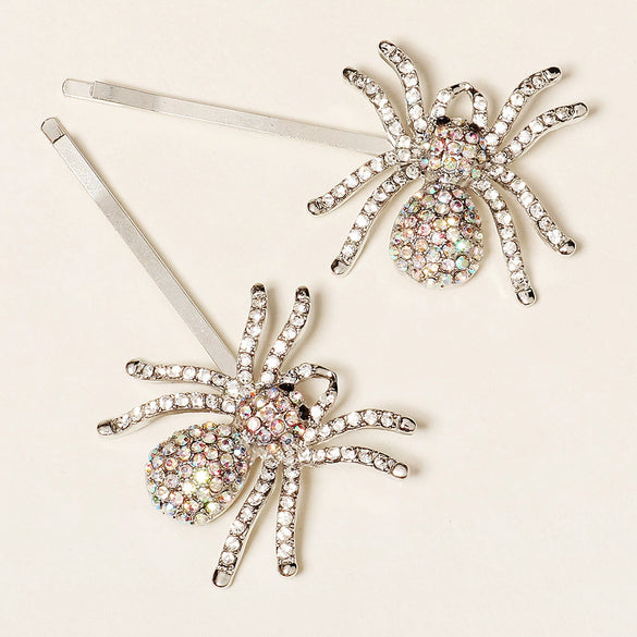 Women's Alloy Rhinestone Spider Skull Hair Clip Creative Side Bangs Barrette For Party And Carnival Hairstyles