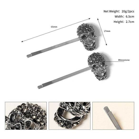 Women's Alloy Rhinestone Spider Skull Hair Clip Creative Side Bangs Barrette For Party And Carnival Hairstyles