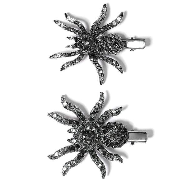Women's Alloy Rhinestone Spider Skull Hair Clip Creative Side Bangs Barrette For Party And Carnival Hairstyles