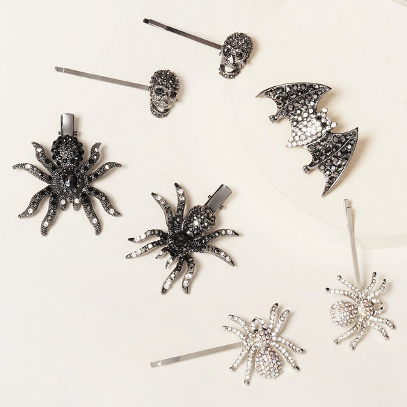 Women's Alloy Rhinestone Spider Skull Hair Clip Creative Side Bangs Barrette For Party And Carnival Hairstyles