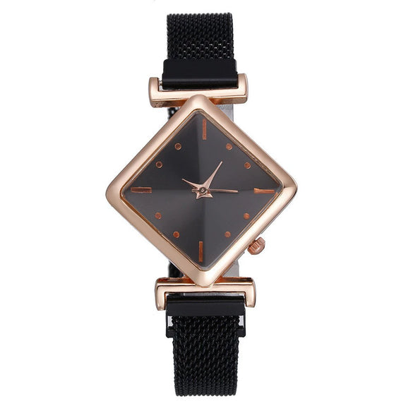 Women's Alloy Rhombus Quartz Watch Simple Personality Fashion With Printed Logo