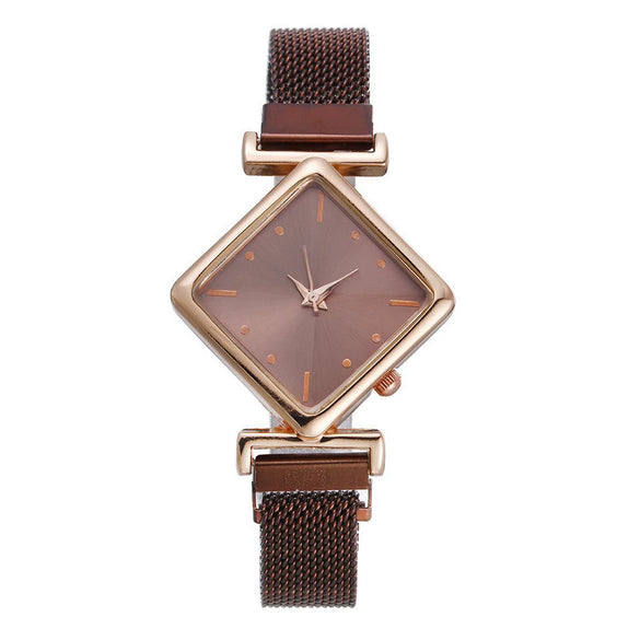 Women's Alloy Rhombus Quartz Watch Simple Personality Fashion With Printed Logo