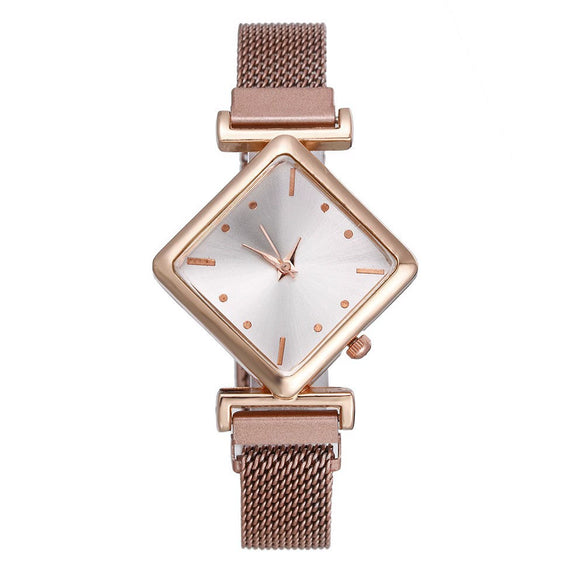 Women's Alloy Rhombus Quartz Watch Simple Personality Fashion With Printed Logo