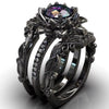 Women's Alloy Ring Threepiece Set With Flower Pattern And Rose Inlaid Zircon Electroplated Jewelry
