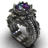 Women's Alloy Ring Threepiece Set With Flower Pattern And Rose Inlaid Zircon Electroplated Jewelry
