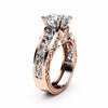 Women's Alloy Ring With Flower Pattern And 14K Rose Gold Electroplated