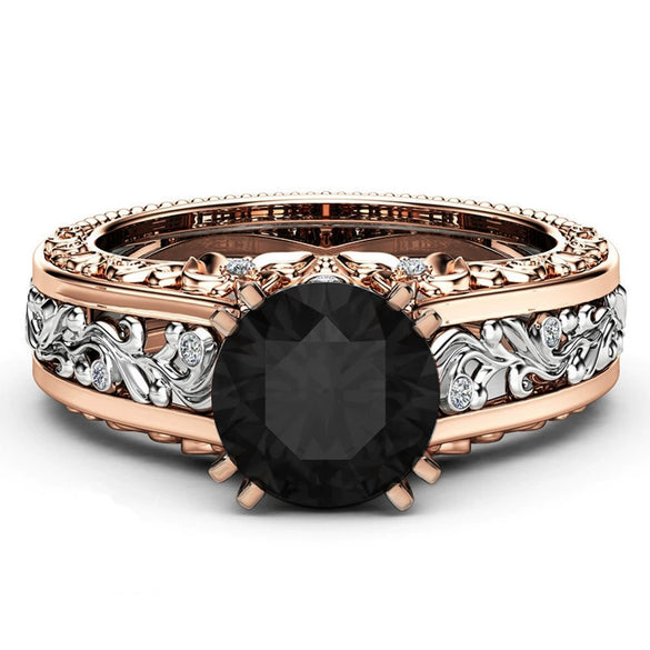 Women's Alloy Ring With Flower Pattern And 14K Rose Gold Electroplated