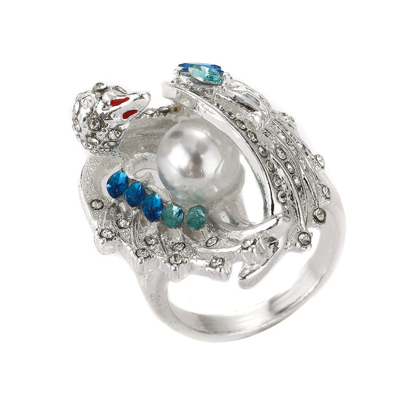 Women's Alloy Ring With White Swan And Zodiac Animal Pattern Retro Classic And Fashion Style Electroplated