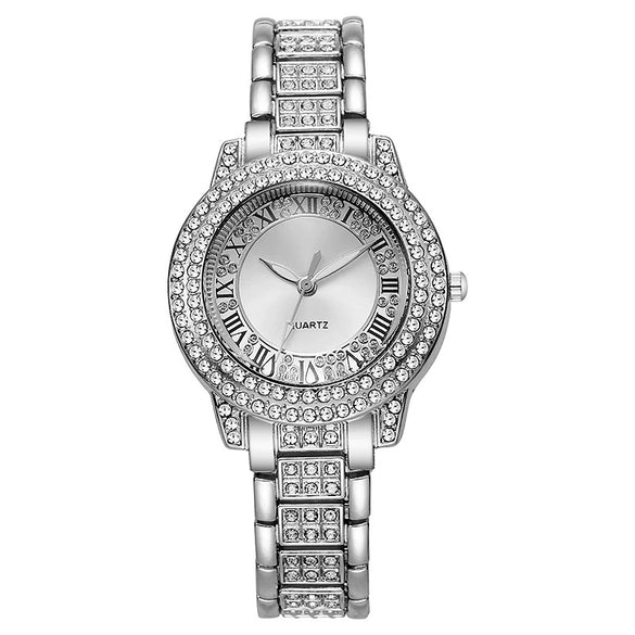 Women's Alloy Roman Pattern Round Dial Quartz Watch Set