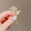 Women's Alloy Rose Brooch With Pearl And Diamondencrusted Electroplated Luxury Coat Corsage And Sweater Pin Accessories