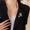 Women's Alloy Rose Brooch With Pearl And Diamondencrusted Electroplated Luxury Coat Corsage And Sweater Pin Accessories