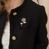 Women's Alloy Rose Brooch With Pearl And Diamondencrusted Electroplated Luxury Coat Corsage And Sweater Pin Accessories