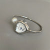 Women's Alloy Round Dial Pearl Watch With Peach Heart Design
