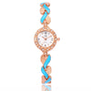Women's Alloy Round Dial Quartz Watch And Leaf Bracelet Set