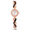 Women's Alloy Round Dial Quartz Watch And Leaf Bracelet Set