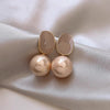 Women's Alloy S925 Silver Needle Champagne Pearl Geometric Electroplated Light Luxury Elegant Earrings