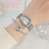 Women's Alloy Serpentine Watch Bracelet With Diamond Inlay And Stainless Steel Single Folding Buckle