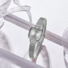 Women's Alloy Shell And Mesh Belt Square Retro Fashion Light Luxury Quartz Watch