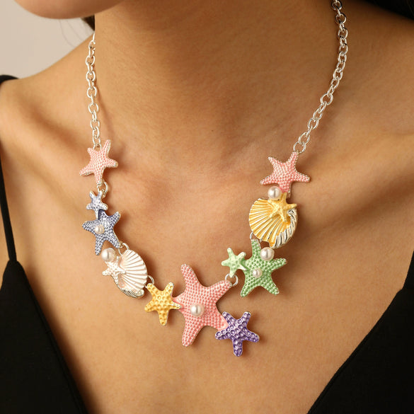 Women's Alloy Shell Long Necklace With Animal Zodiac Pattern And Electroplating Design