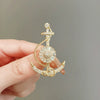 Women's Alloy Ship Anchor Brooch Electroplated Luxury Fashion Accessory