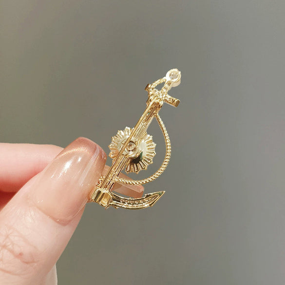 Women's Alloy Ship Anchor Brooch Electroplated Luxury Fashion Accessory