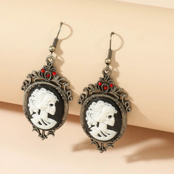 Women's Alloy Skull Tooth Hanging Earrings Retro Palace Style Electroplating