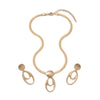 Women's Alloy Snake Chain Necklace And Earring Set With Geometric Oval Hollow Pendant And Plated Finish