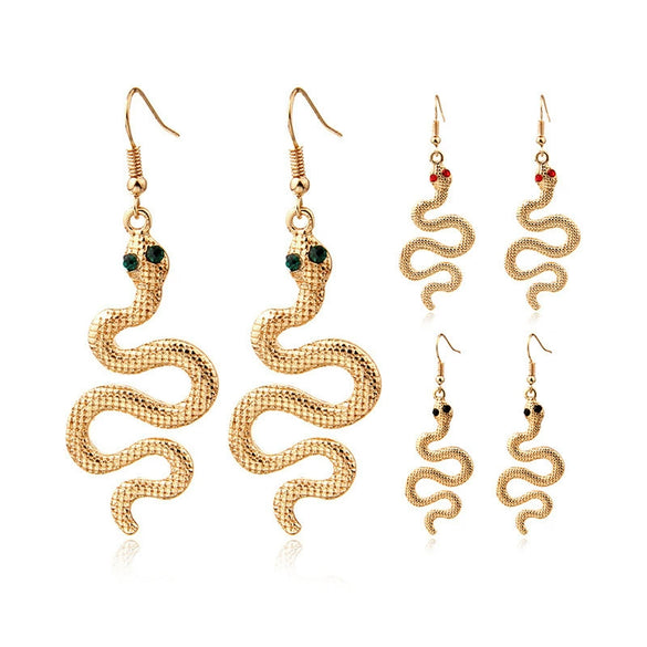 Women’s Alloy Snake Ear Hook Earrings With Electroplated Animal Zodiac Design And Exaggerated Statement Style