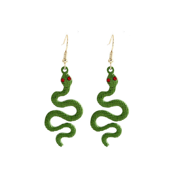 Women’s Alloy Snake Ear Hook Earrings With Electroplated Animal Zodiac Design And Exaggerated Statement Style