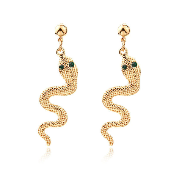 Women’s Alloy Snake Ear Hook Earrings With Electroplated Animal Zodiac Design And Exaggerated Statement Style