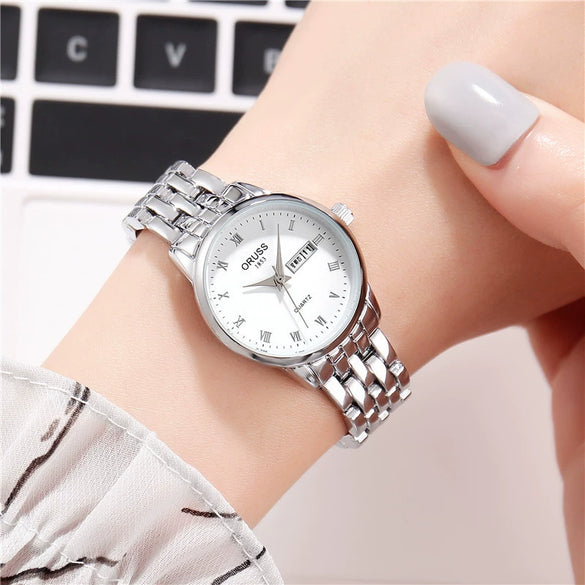 Women's Alloy Sports Style Round Dial Waterproof Luminous Automatic Movement Watch