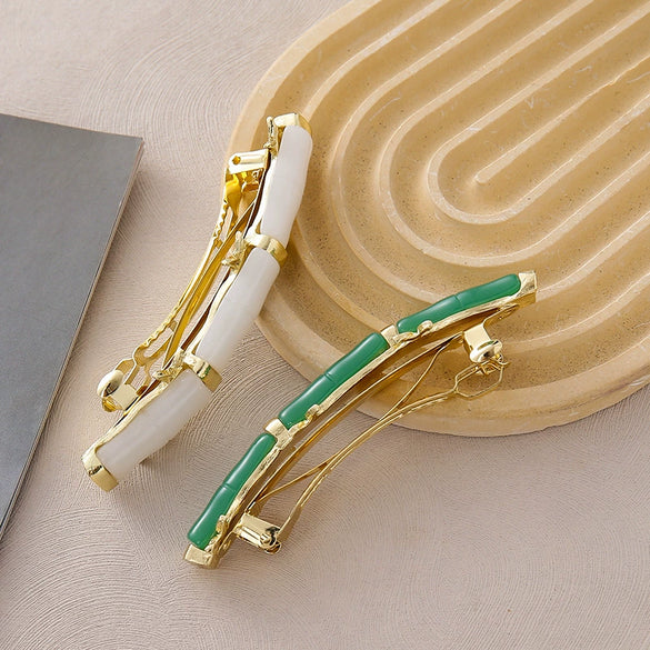 Women's Alloy Spring Clip Hairpin With Seiko Craft And Bamboo Style For Summer And Spring