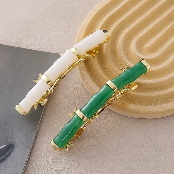 Women's Alloy Spring Clip Hairpin With Seiko Craft And Bamboo Style For Summer And Spring