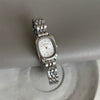 Women's Alloy Square And Round Dial Quartz Watch With Onion Crown And Steel Band