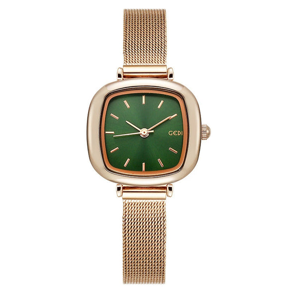 Women's Alloy Square Dial Fashion Simple Elegant Mesh Chain Niche Watch