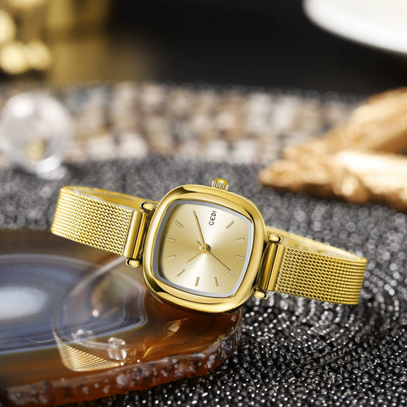 Women's Alloy Square Dial Fashion Simple Elegant Mesh Chain Niche Watch