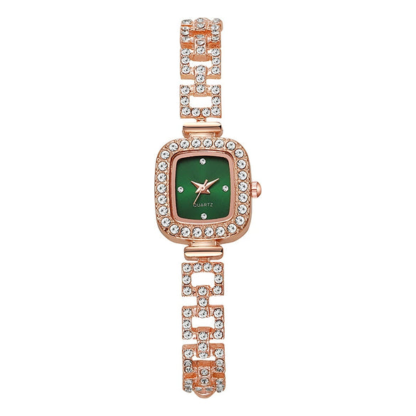 Women's Alloy Square Diamond Bracelet Quartz Watch Fashion Style