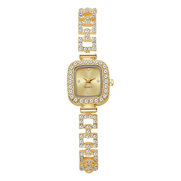 Women's Alloy Square Diamond Bracelet Quartz Watch Fashion Style