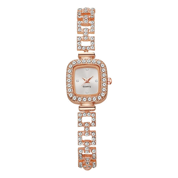 Women's Alloy Square Diamond Bracelet Quartz Watch Fashion Style