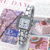 Women's Alloy Square Diamondencrusted Oildropping Bracelet Watch Casual Style