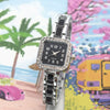 Women's Alloy Square Diamondencrusted Oildropping Bracelet Watch Casual Style